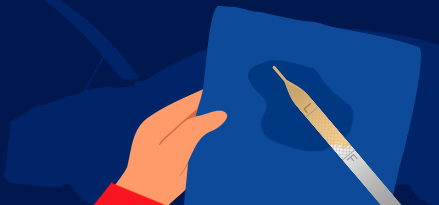 Vector drawing of a wiping engine oil off  a dipstick onto a cloth