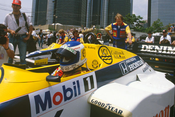 Keke Rosberg in an F1 car at the USA Grand Prix in 1985